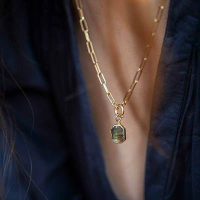Qafore për femra Decadorn Labradorite, 51 cm, i argjendtë/kaltër