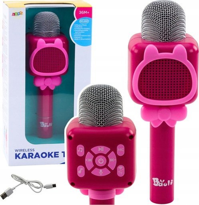 Mikrofon karaoke për fëmijë Baoli, wireless Bluetooth, me altoparlant, rozë