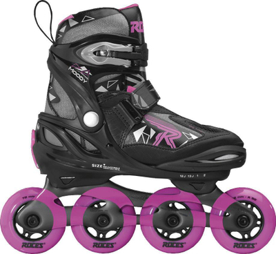 Patina inline për goca Roces Moody Tif, rrota 78 mm 82A, rrëshqitje e zezë rozë