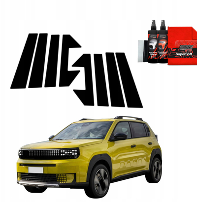 Декоративна фолија GrizzProtector 8in1 за столбови, Fiat Grande Panda 2025, заштитен сет, црна