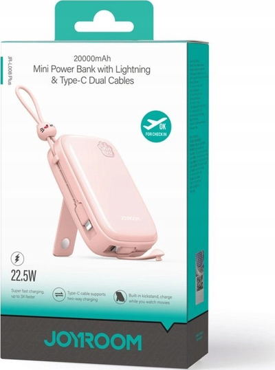 Powerbank Joyroom JR-L008 Plus Cutie Series, 20000mAh, 22.5W, roz