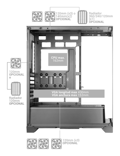 Kullë PC Mars Gaming MCPRISMA, Mid Tower, ARGB, e zezë