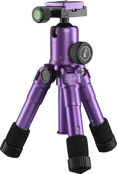 Tripod foto Mantona Kaleido Mini 21188, i vogël për tavolinë edhe udhëtime, me kokë top edhe pllakë quick release, lejla metalik