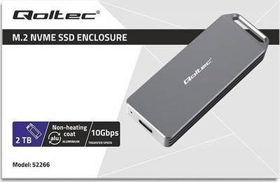 Kuti e jashtme Qoltec Mini për SSD M.2 NVMe, USB 3.1 10Gb/s, alumini, e zezë