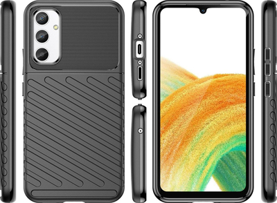 Kllëf telefoni Thunder Case për Samsung Galaxy A34 5G, silikon TPU, antirrëshqitës, i zi