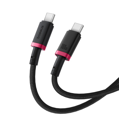 Кабел полнач Baseus Dura, USB C во USB C, 100W, 2m, црвено-црн