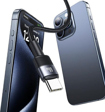 Kabllo USB C në USB C Usams SJ724, 1.2m, 60W, USB 3.0, çelik