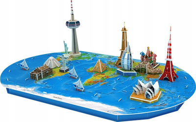 Puzzle 3D World Trip ZA1581, 136 copa, hartë bote, ngjyra shumëngjyrëshe
