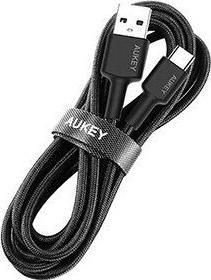 Kabllo AUKEY CB-CA3, USB-A me USB-C, 3m, 60W PD, e zezë