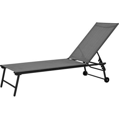 Shezllon pishine Ambiance metal, shpinore me rregullim, 185x57x31 cm, gri