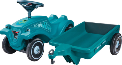 Makinë lëvizëse për kalamaj BIG Bobby Car Eco 2.0 me rimorkio, plastikë e ricikluar, turkeze