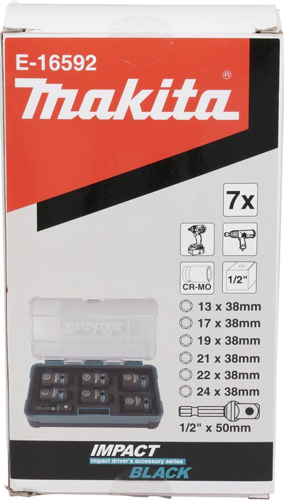 Set çelsash goditës Makita B-65644, 7 copë, 1/2", në kuti plastike