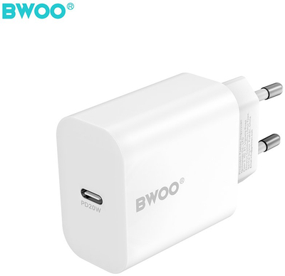Karikues muri Bwoo CDA233, 20W PD, 1x USB C, i bardhë