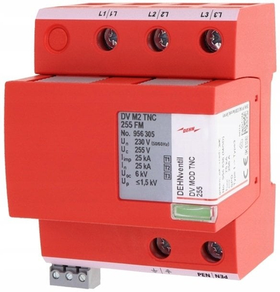 Mbrojtës nga mbingarkesa DEHN DEHNventil M2 TNC F, T1 T2 T3, 75kA 25kA, 3P TNC