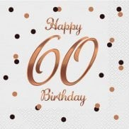 Peceta letre GoDan B&amp;C Happy 60 Birthday, 33x33cm, 20 copë, të bardha