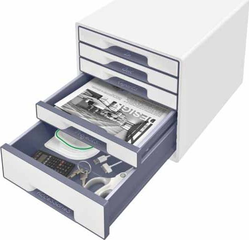 Kuti me sirtarë Leitz CUBE WOW 52142001, A4 Maxi, 5 sirtarë, e bardhë gri
