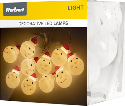 Drita dekorative bredhi Rebel Snowmen, LED 10 copa, 1.5m, me bateri, dritë e bardhë e ngrohtë