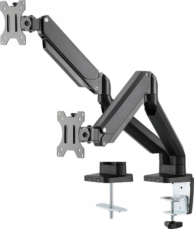 Krah monitori DELTACO Office, për 2 monitorë 17-32", alumini, i zi