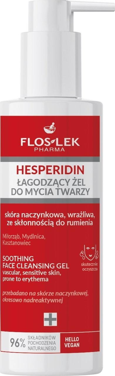 Xhel pastrimi për fytyrë Floslek Hesperidin, 175 ml, për lëkurë me kuperoza