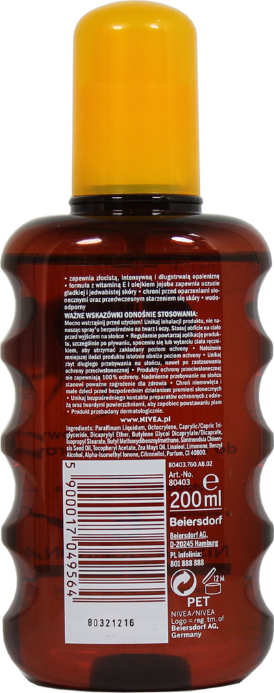 Vaj për nxirje Nivea Sun Carotene, me spraj, SPF 6, 200 ml
