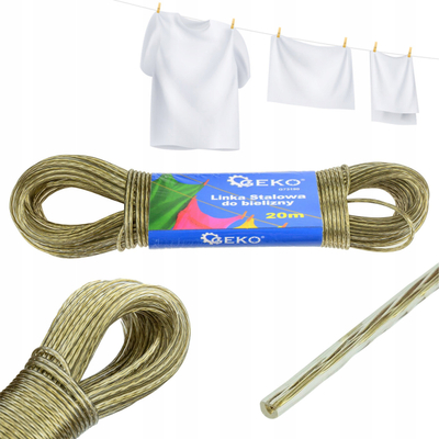 Litar rrobash GEKO Steel Clothesline, çelik 3mm, 30m, gri