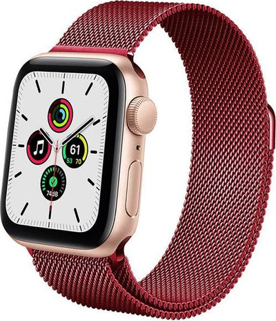 Rrip çeliku inox për Apple Watch, 38/40/41 mm, mbyllje me magnet, i kuq
