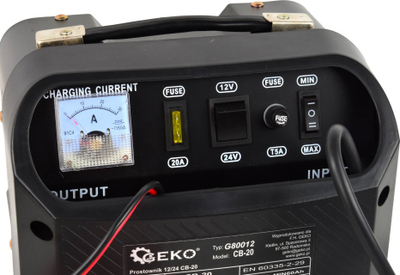 Полнач за батерии Geko CB-20, 12/24V, 60-240Ah, црн