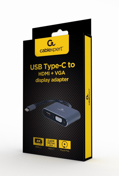 Stacion USB C Cablexpert A USB3C HDMIVGA 01, HDMI VGA, 4K 60Hz, gri