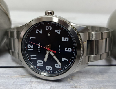 Orë dore Lorus Sports RH981RX9, çelik inox, mban ujë deri në 100m, fushë blu