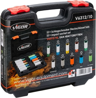 Set çelësa goditës Vigor V6312/10, 10 copë, për pistoletë ajri