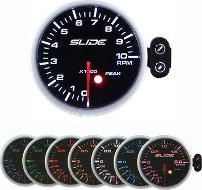 Tahometër makinash SLIDE GAUGE PK-SC, 52mm, dritë e bardhë ose amber, i zi