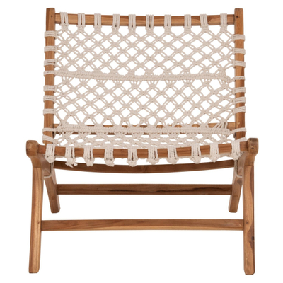 Karrige Antib druri teak natyral & litar i bardhë 65×78×68 cm (HM9466.01), bardhë