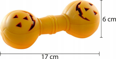 Lodër për qen Dingo Halloween Barbell Pumpkin, vinyl, 17cm, portokalli