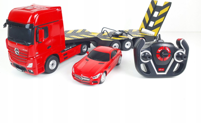 Lodër me telekomandë Rastar Mercedes Benz Actros AMG GTS, shkallë 1:26, kamion me rimorkio, e kuqe