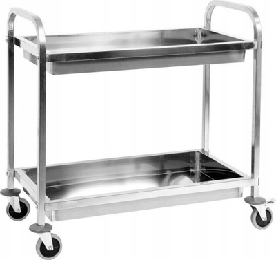 Karrocë shërbyese Yato, 2 rafte të thellë, çelik inox, gri