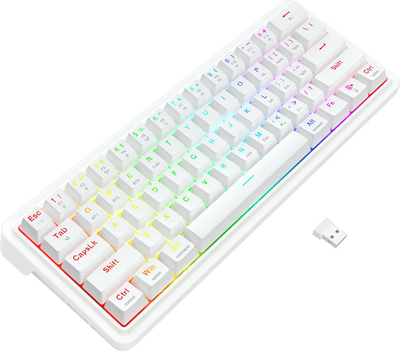 Механичка тастатура Redragon K730W RGB Pro Draconic V2, 61 копче, безжична, бела