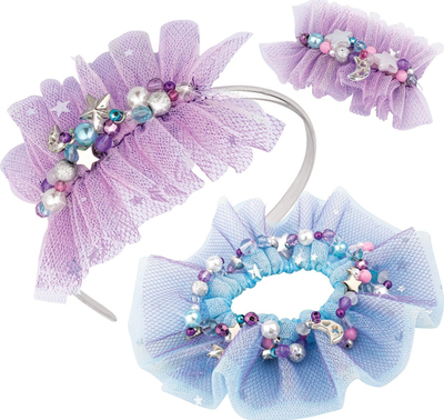 Set kreativ Nebulous Stars Ruffled Hair Accessories, 3 aksesorë flokësh, për fëmijë 7 12 vjeç, shumëngjyrëshe
