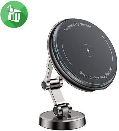 Mbajtëse magnetike për veturë Yesido C306, karikim wireless 15W, MagSafe, e zezë