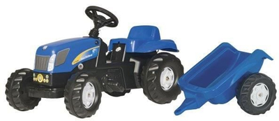 Играчка трактор со педали New Holland T7040, со приколка, за деца, сина боја