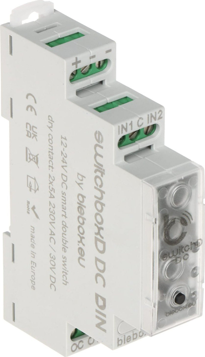 Ndërprerës inteligjent DIN blebox SwitchBox-D-DC-DIN, 2 kanale, dalje pa potencial