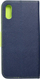 Këllëf-portofol Fancy për Xiaomi Redmi 9A, me magnet, lëkurë eko, blu navy me lime