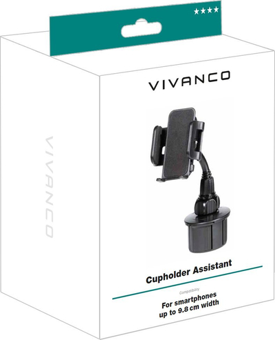 Mbajtëse telefoni për makinë Vivanco Cupholder Assistant, deri 9.8 cm, rrotulluese, e zezë