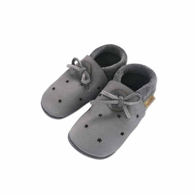 Këpucë bebe Baobaby Stars, lëkurë e butë, madhësia M, gri