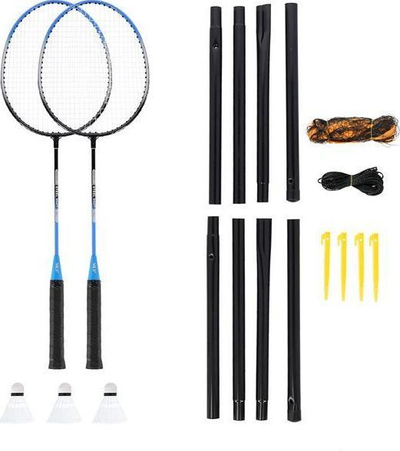 Set Badminton Nils Extreme, 2 raketa + 3 grila + rrjetë 195 x 22 cm + këllëf Nils