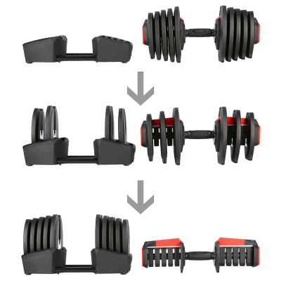 Set shtange dhe hantele HMS SGR40 PRO, peshë që e çon vetë 43.5 kg, 2 në 1, i zi me të kuqe