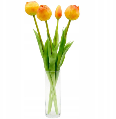 Buqetë lulesh artificiale Saska Gift &amp; Decor Peony Tulips, 5 tulipanë, 39 cm, portokalli