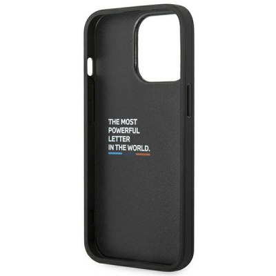 Mbulesë telefoni BMW M Collection për iPhone 14 Pro Max, lëkurë PU me efekt karboni, mbrojtëse, e zezë me vijë blu
