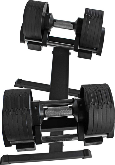 Stendë për hantela Master Spin, për hantela rregulluese 2–32 kg, çelik, e zezë