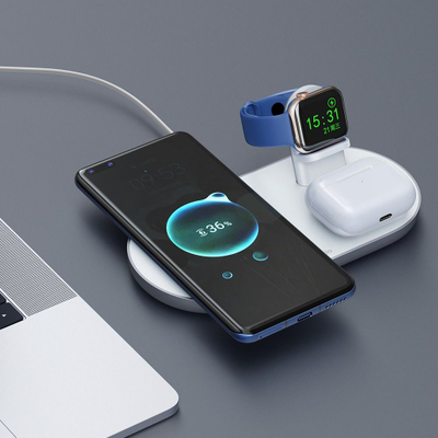Karikues wireless 3‑në‑1 Mcdodo, 15W, për iPhone, AirPods edhe Apple Watch, i bardhë