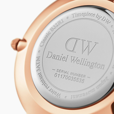 Orë dore Daniel Wellington Classic Petite Cornwall DW00100247, 28mm, rose gold, e zezë